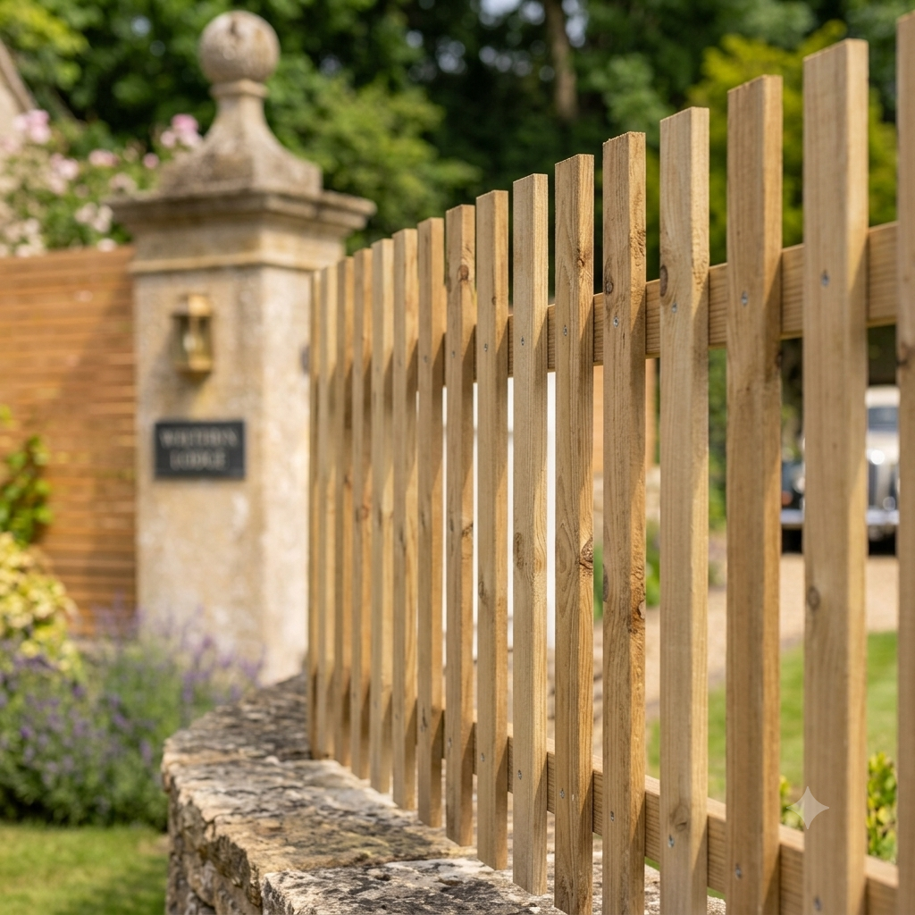Timber pailing fence - outdoor timber fencing